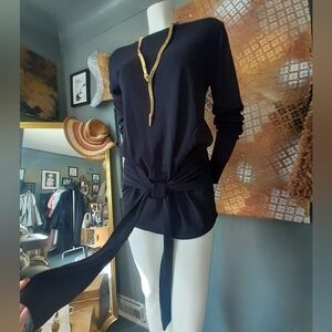 Nwt Zara Silk/Cotton Blend Tie Waist Sweater